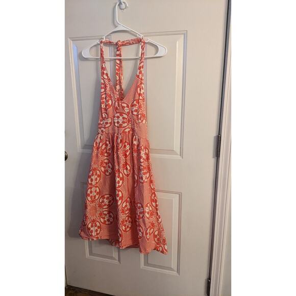 ModCloth Haute Happenstance Lady Bug Red Ivory Halter Dress, Small - Picture 2 of 10